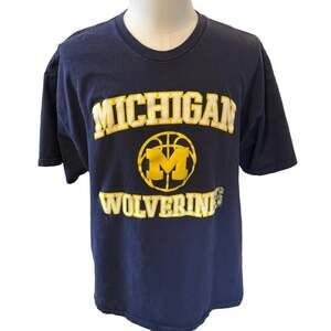 Vintage 90’a Michigan Wolverines Basketball Navy T-Shirt, Men's XXL